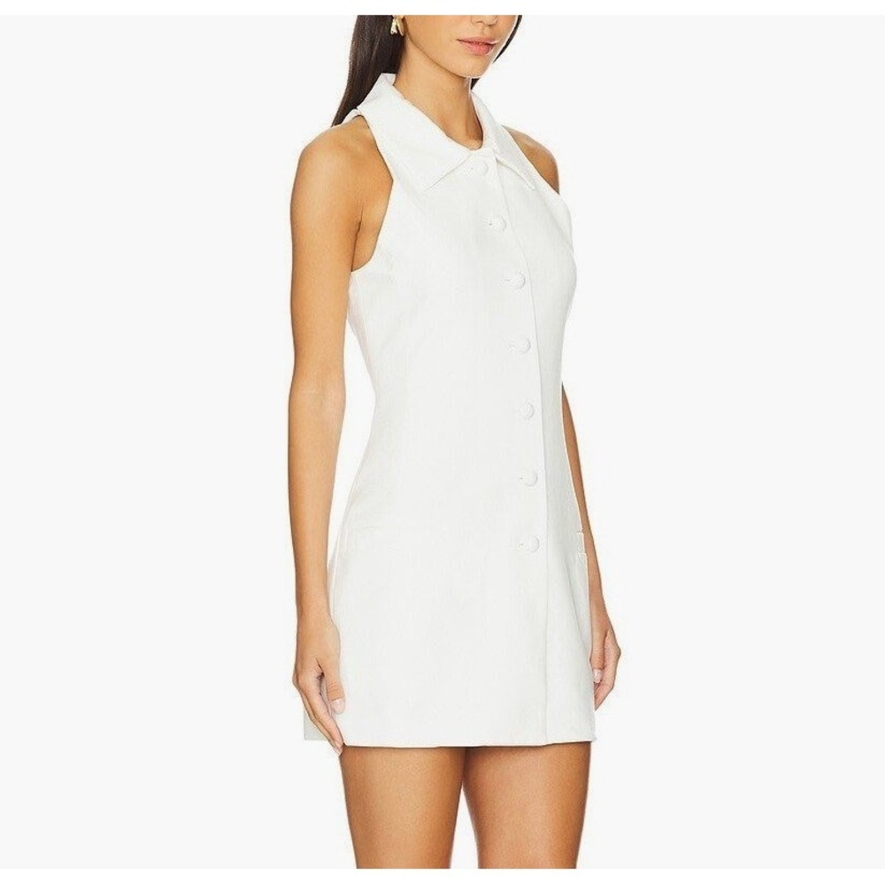 AEXAE Twill Vest Mini Button Dress White Wool Silk Lined XS NWT $550